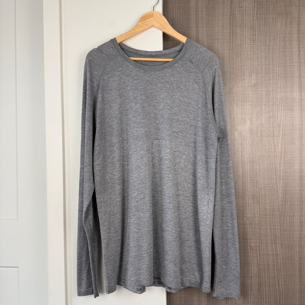 Lululemon Grey Metal Vent Tech Long Sleeve Shirt Tee 2.0 Slate White Size XL - Picture 4 of 14